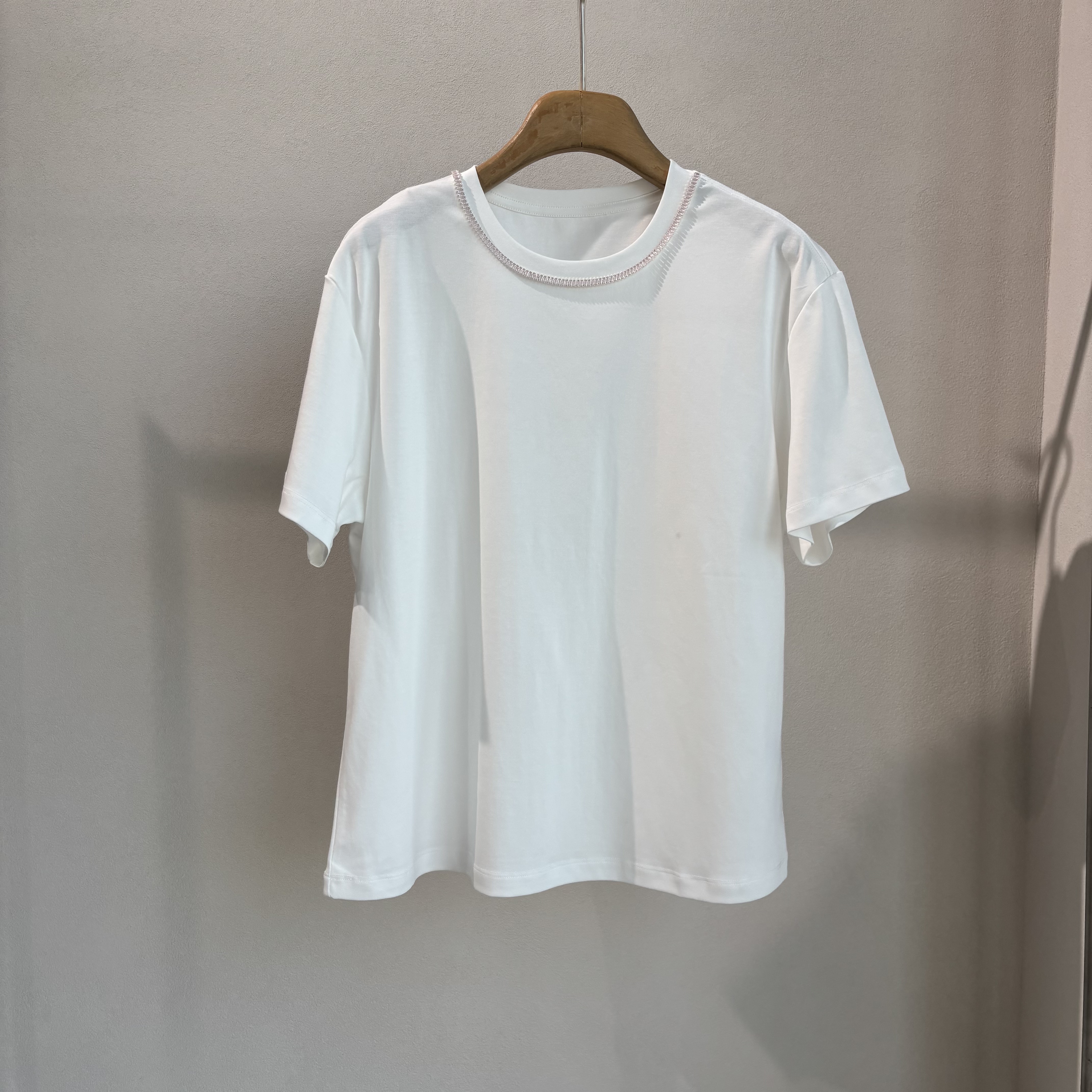 【特价】CSY4689 国内客人订单 粉色锆石珠链烫钻T恤