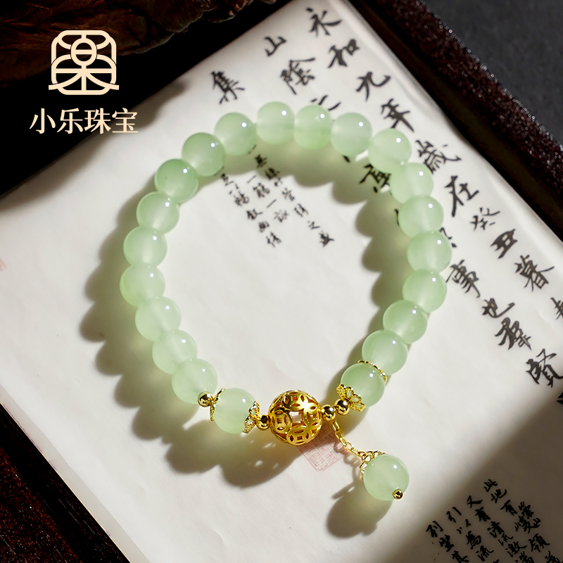 非金属玻璃手链 原创设计绿色单圈绣球手链-Y0964