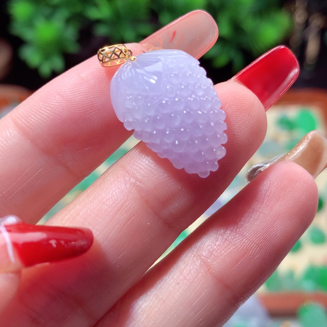 翡翠吊坠(不含链)18K金镶嵌