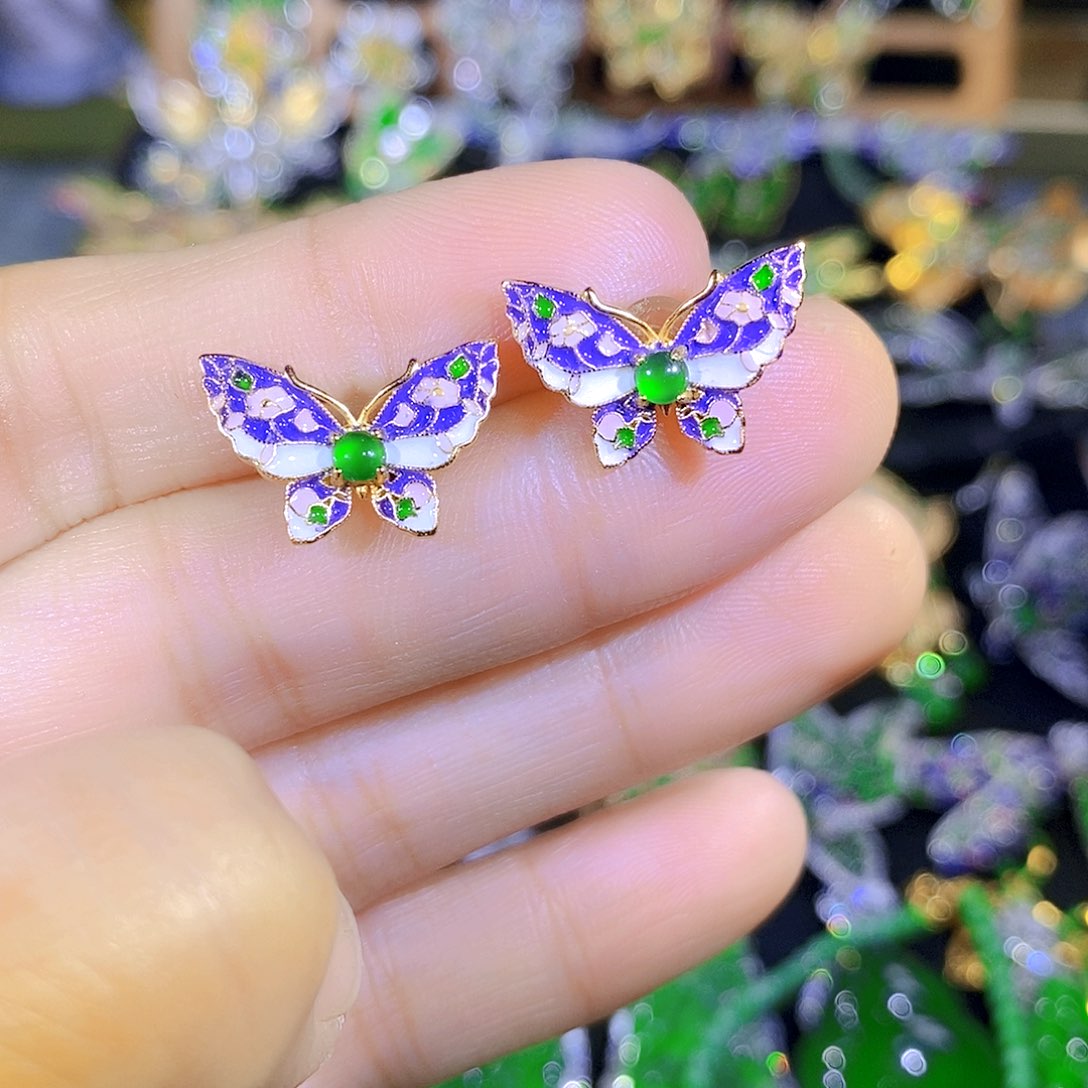 吊坠(不含链)银S925镀金镶嵌翡翠