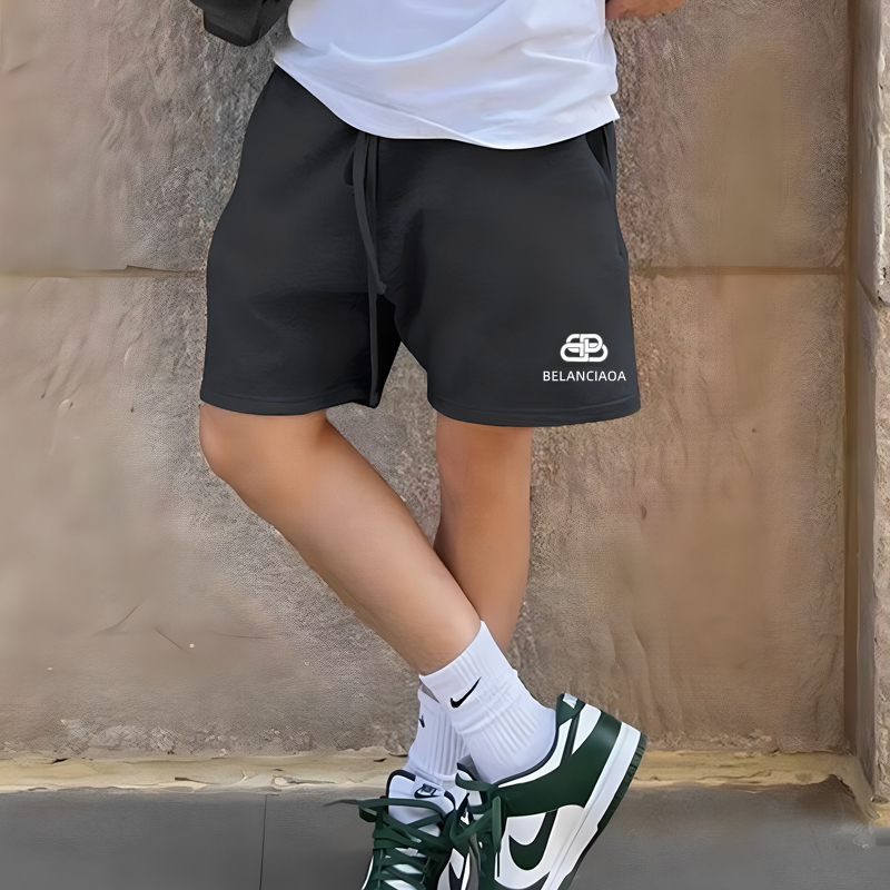 巴黎短裤宽松大码夏季运动舒适时尚百搭黑色简约纯色抽休休闲裤