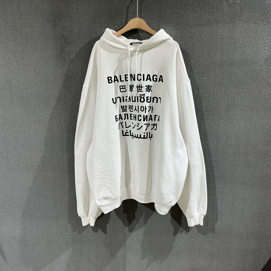 90新 Balenciaga/巴黎世家 （pm）七国语言帽衫卫衣 m码/2473