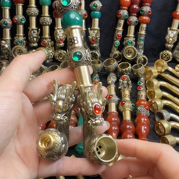 黄铜玛瑙嘴20厘米俩头