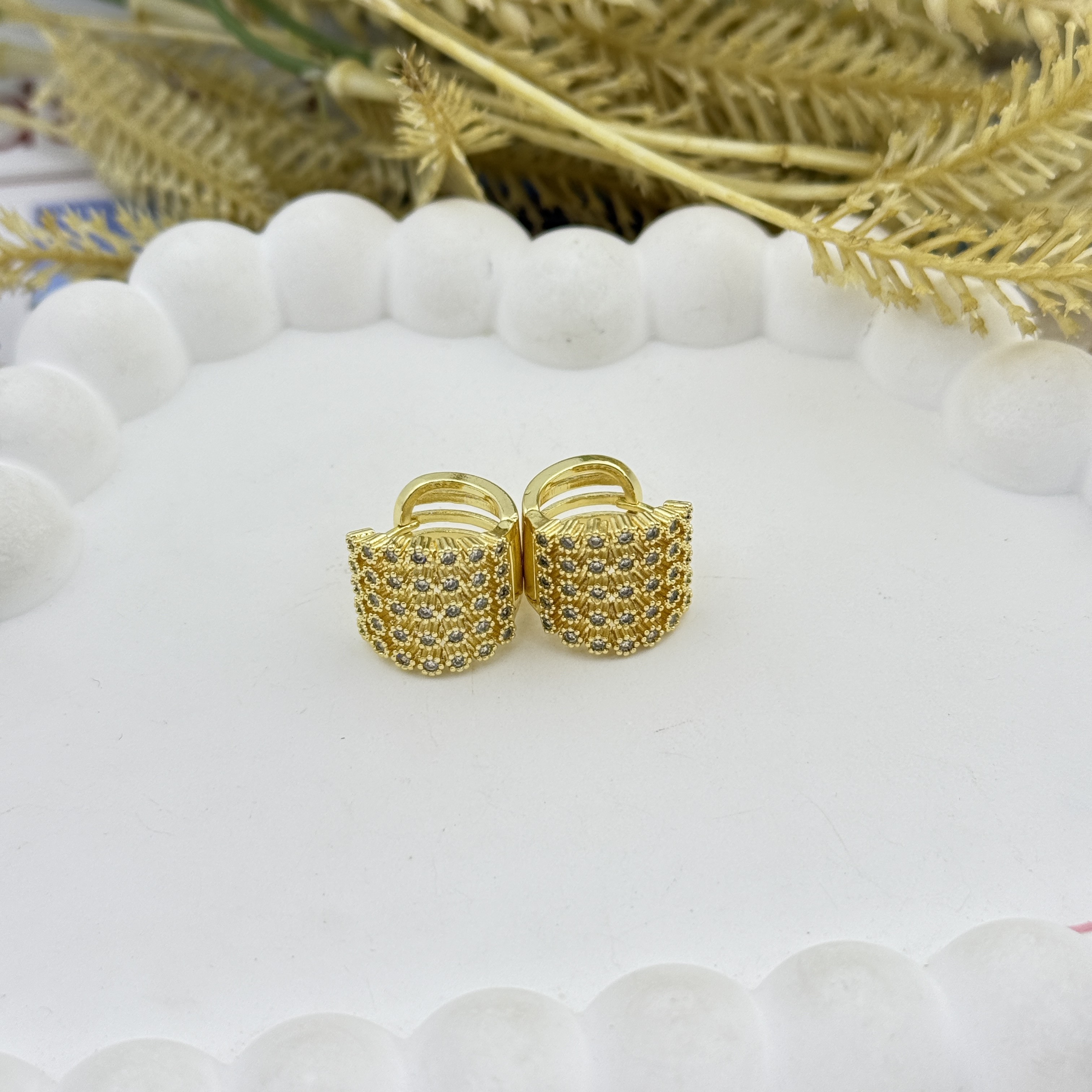 铜合金合成锆石耳饰 P0177-铜合金锆石耳夹