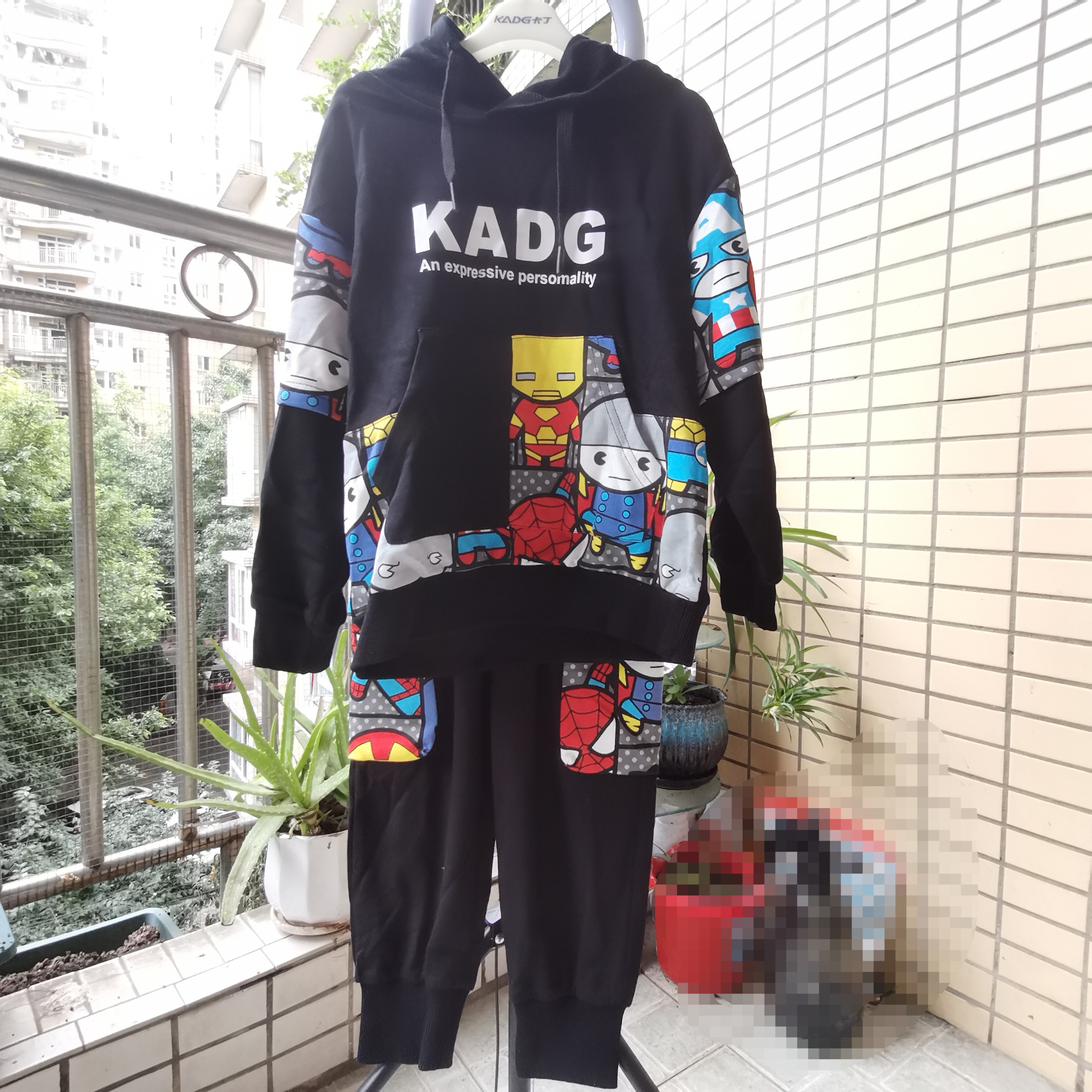 卡丁品牌捡漏儿童套装卫衣时尚潮流款春秋松紧腰束脚撤柜长裤