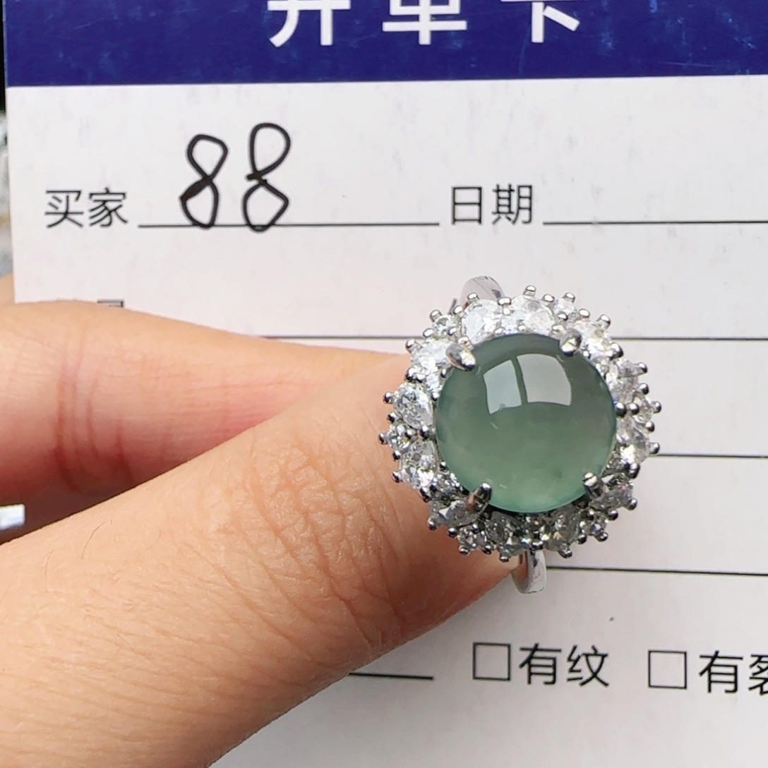 翡翠戒指银S925镶嵌戒指