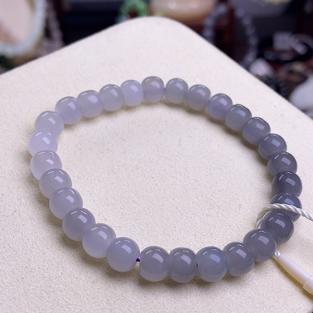 和田玉孤品福利老矿料烟紫手链约7未镶嵌