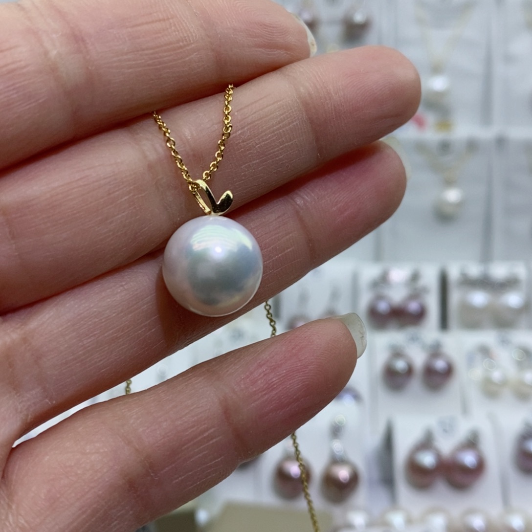淡水珍珠吊坠(赠链)银S925镶嵌