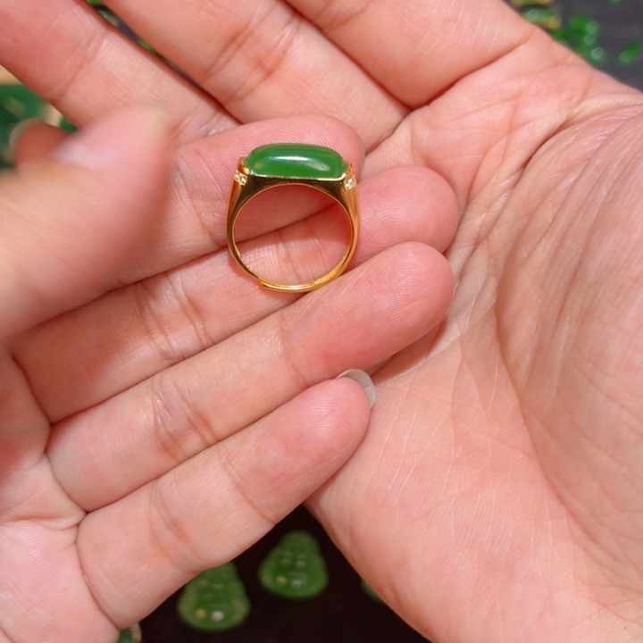 和田玉（碧玉）银S925镶嵌戒指