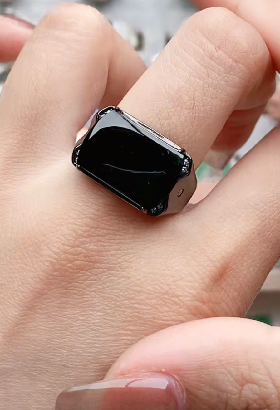 天然A货翡翠男戒开口戒