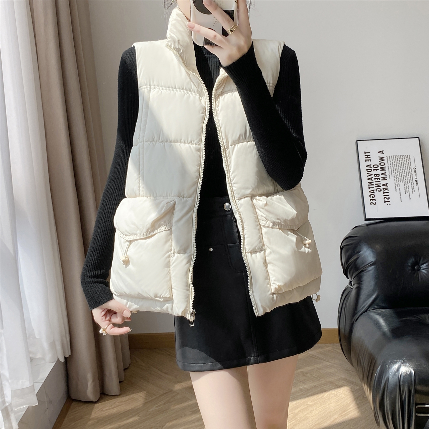 实拍大码女装秋冬季新款胖妹妹显瘦棉马甲显瘦减龄棉外套