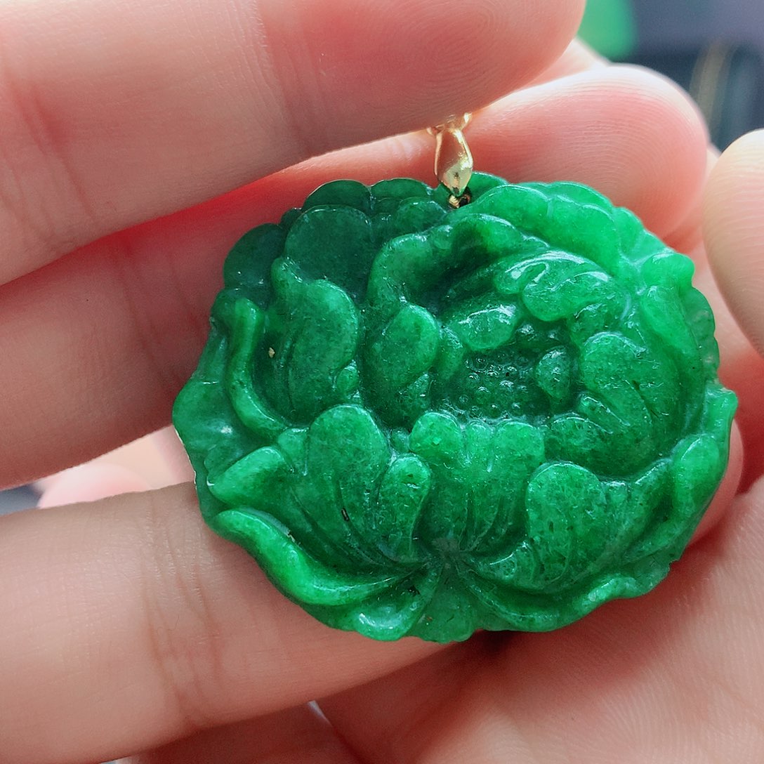 翡翠挂件14K金镶嵌110