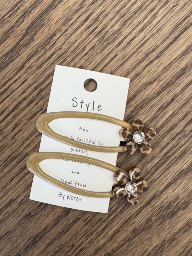 女头饰姜黄色发夹BB夹日韩甜美豹纹小花少女风发饰