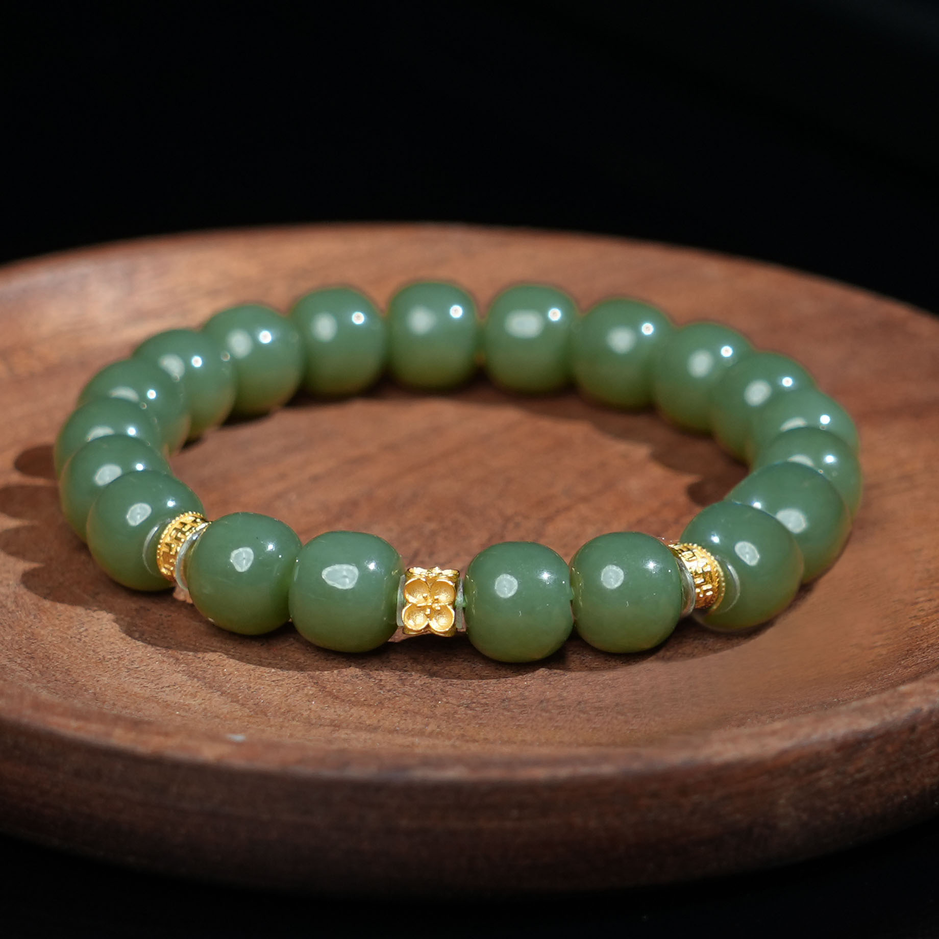 V姐|心选|和田玉湖水绿老型珠手串 9*8mm-HL121950