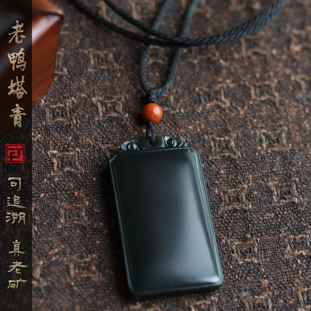 老矿塔青-无事牌-和田玉-苏工古韵细雕