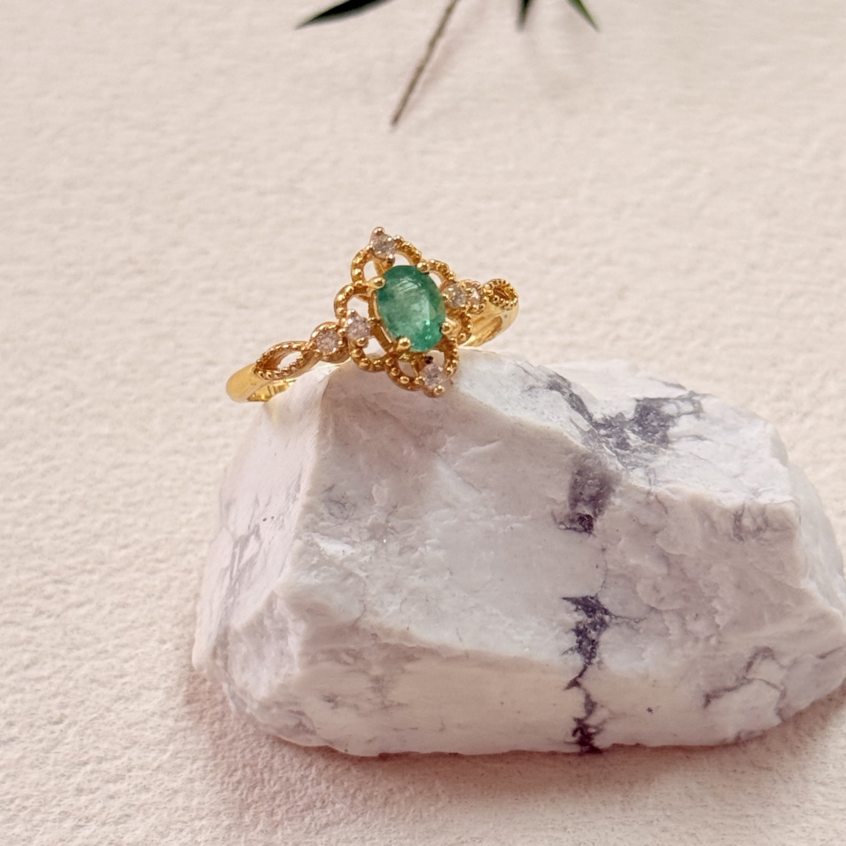 【六六中古】孤品精美祖母绿s925开口戒指ty2936