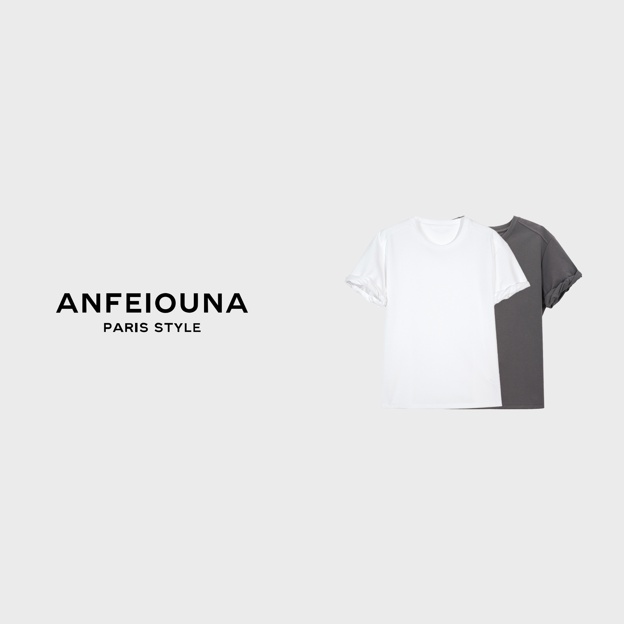 2025新款时尚简约圆领宽松纯色短袖压褶T恤女士1501