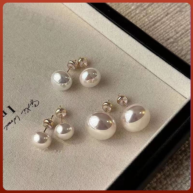 铜合金仿珍珠耳饰 8mm施家馒头小众高级感珍珠耳钉女2025新款爆款