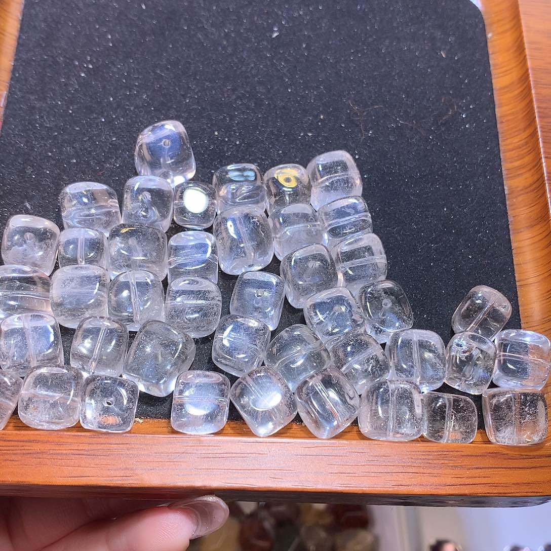 水晶手串未镶嵌白水晶方糖10mm微棉2颗装