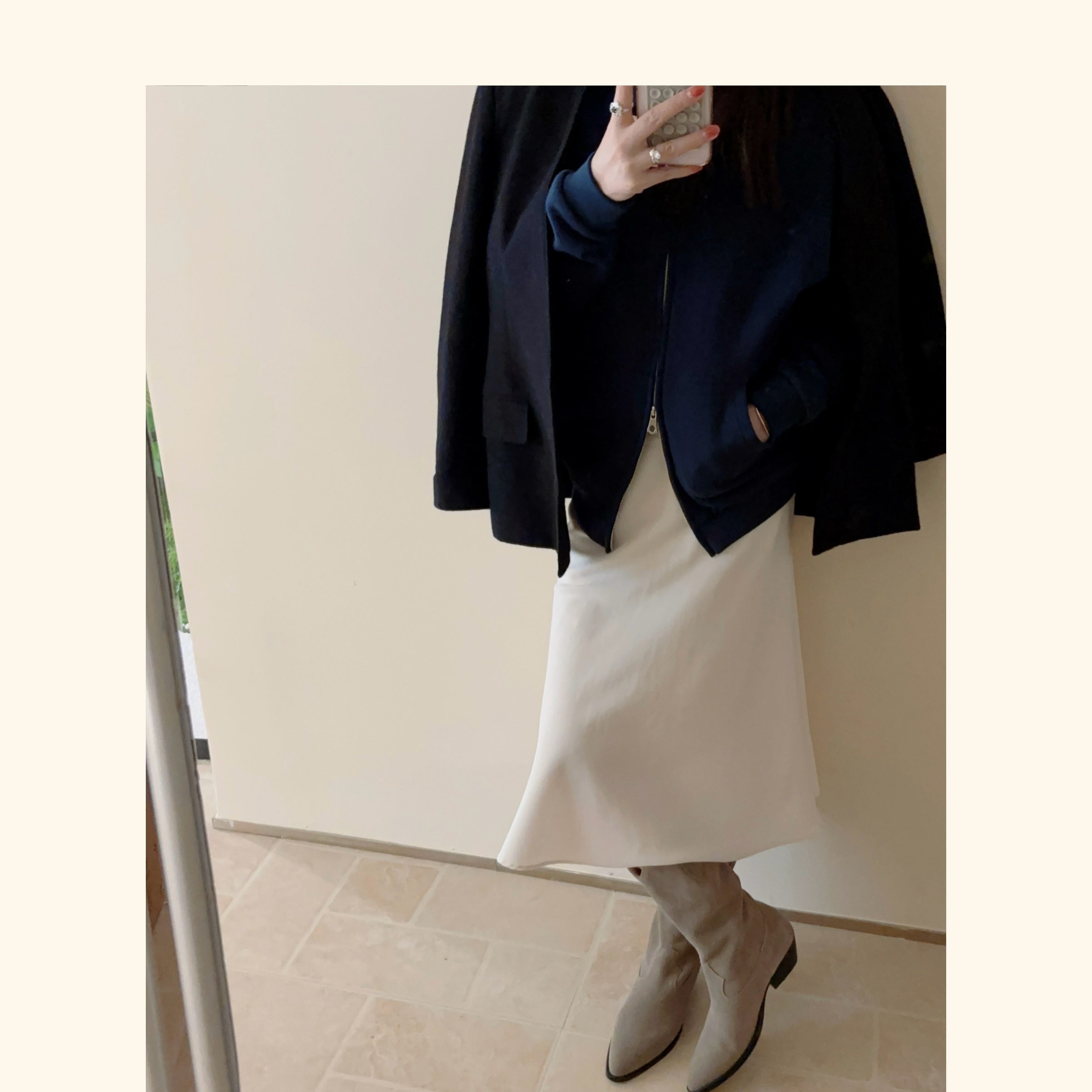 【手工鞋 帮面牛反绒 中筒尖头靴】 时尚卡其色 韩版简约气质 N005