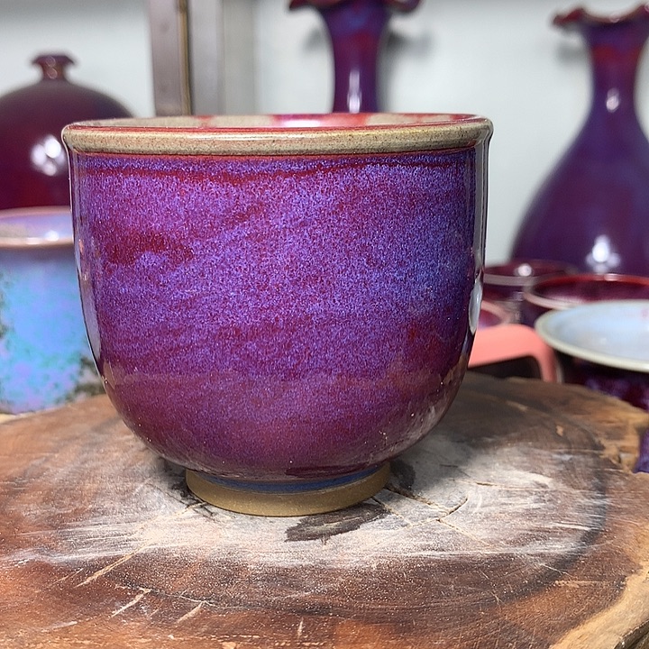 瓷片钧瓷杯子，纯手工制作