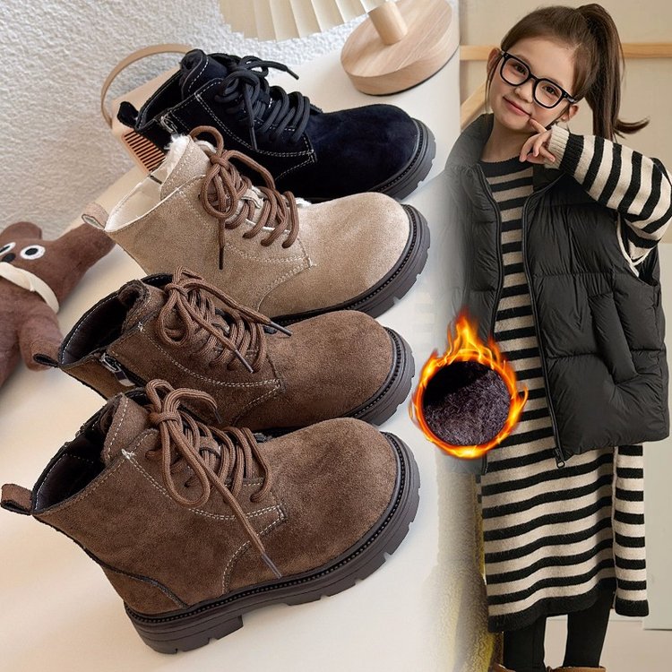 韩版童鞋儿童马丁靴女2025秋冬新款女童靴子厚底侧拉链男童短靴潮