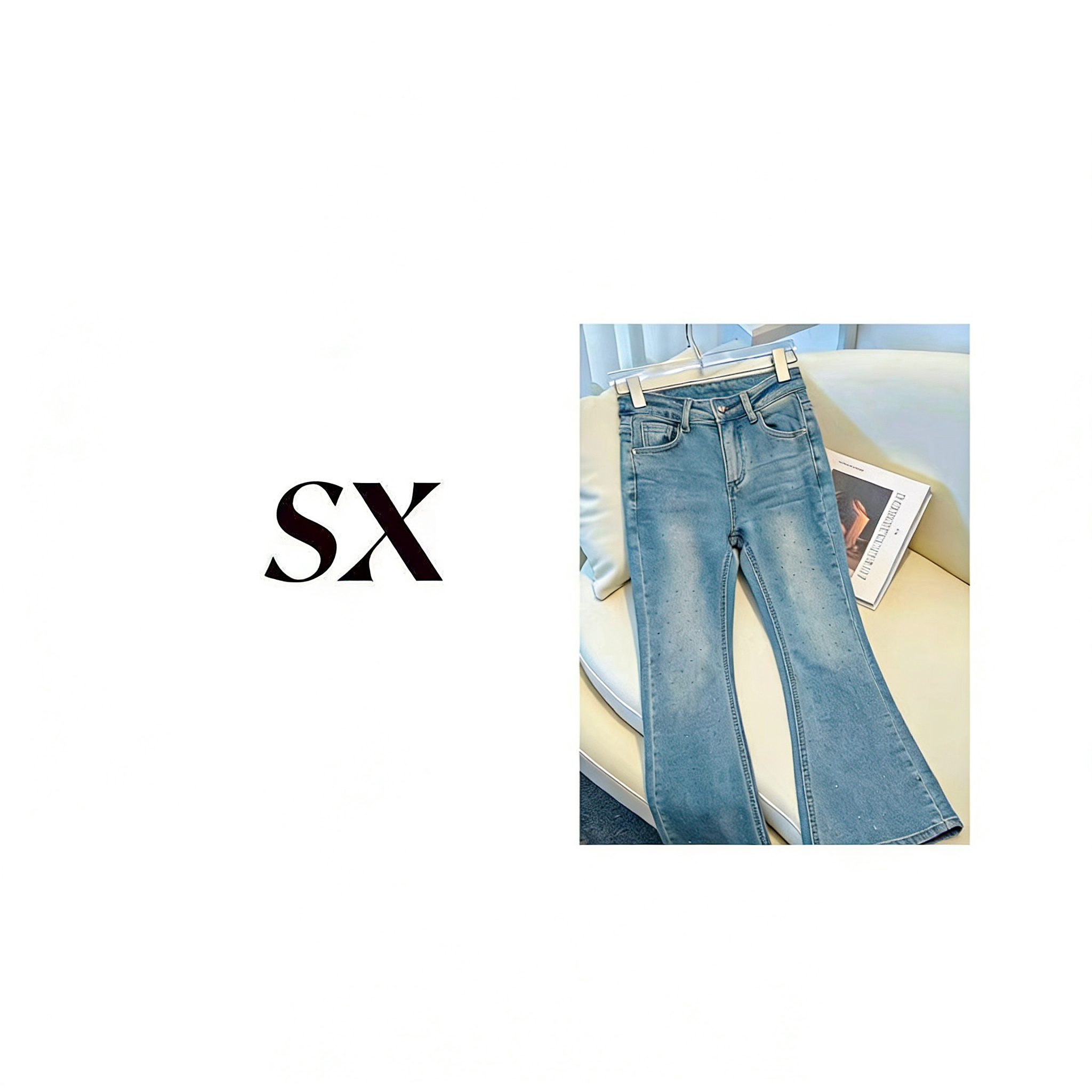 【91073】#SX-国风烫砖微喇裤