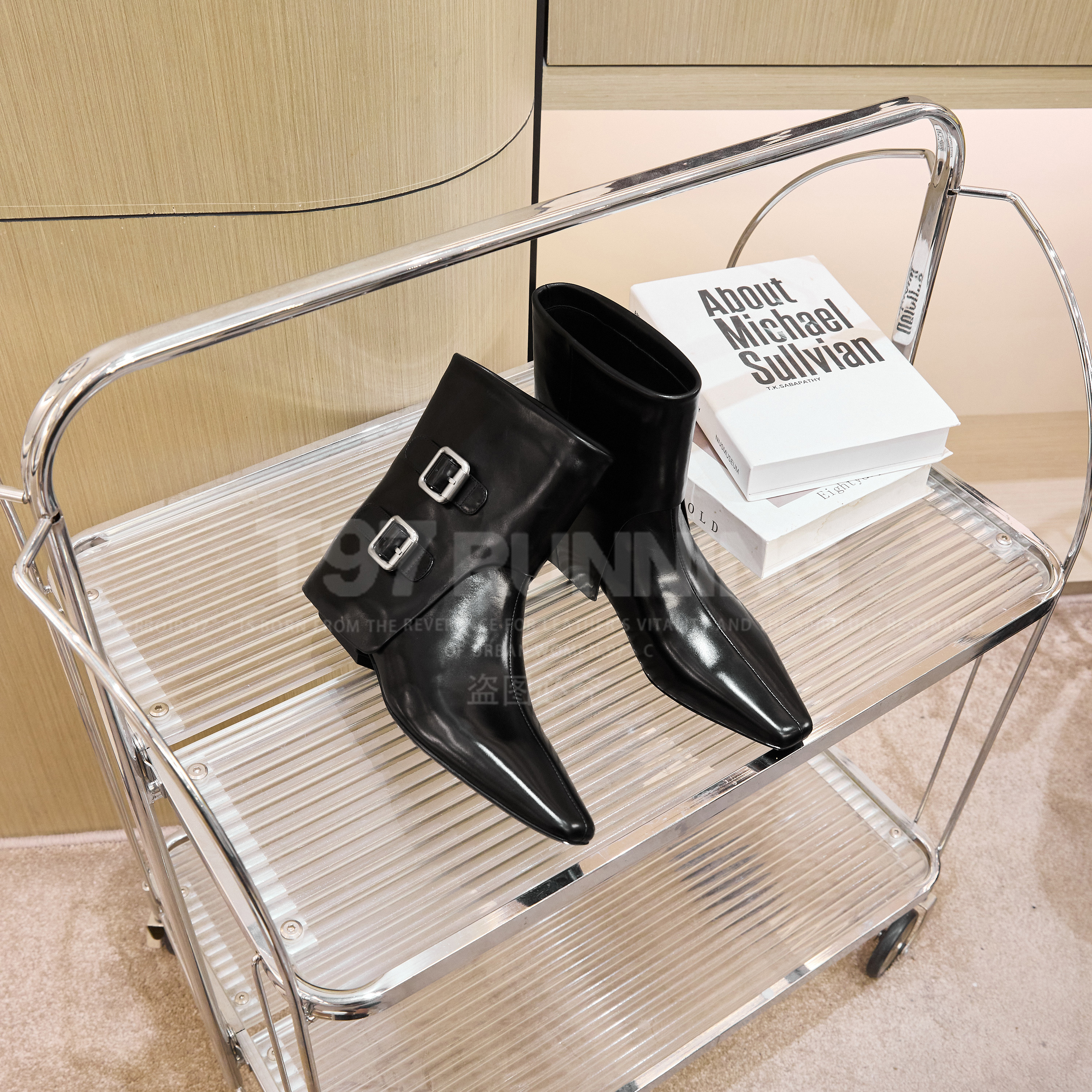 气质百搭方头瘦瘦靴复古轻奢风粗跟真皮女士短靴G2637