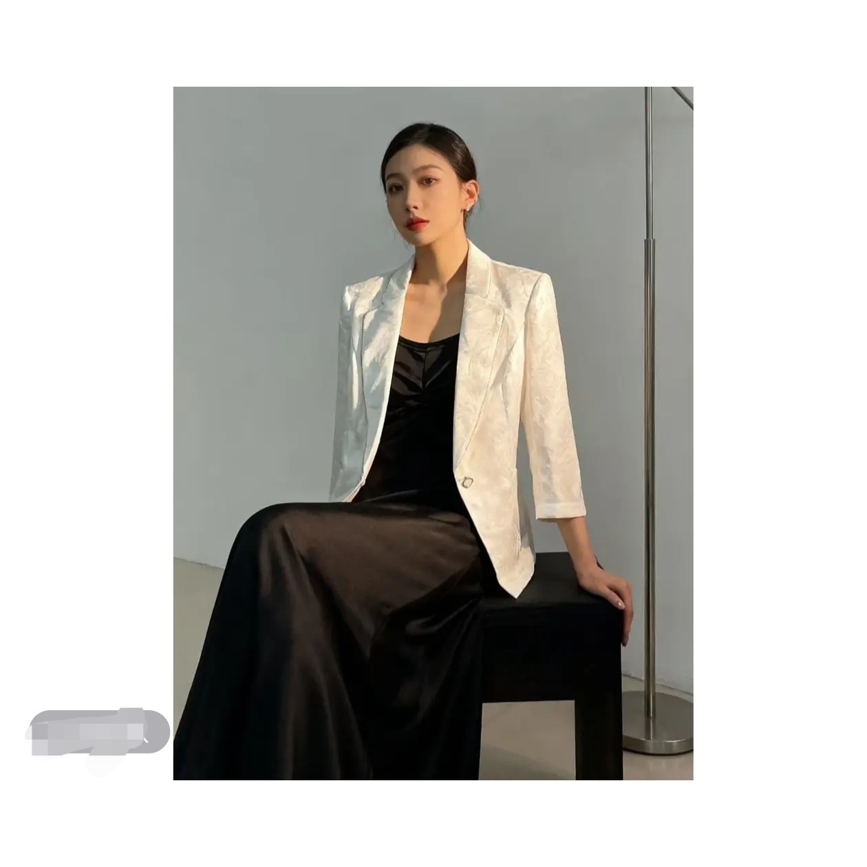 秋季专柜撤柜品牌女装新七分袖外套+吊带中长裙两件套装[HTJ2]