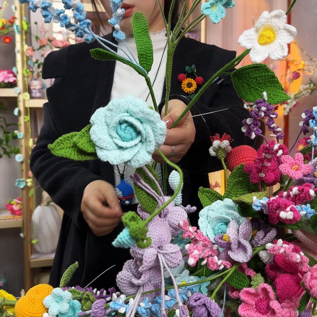 纯手工钩织钩织花束