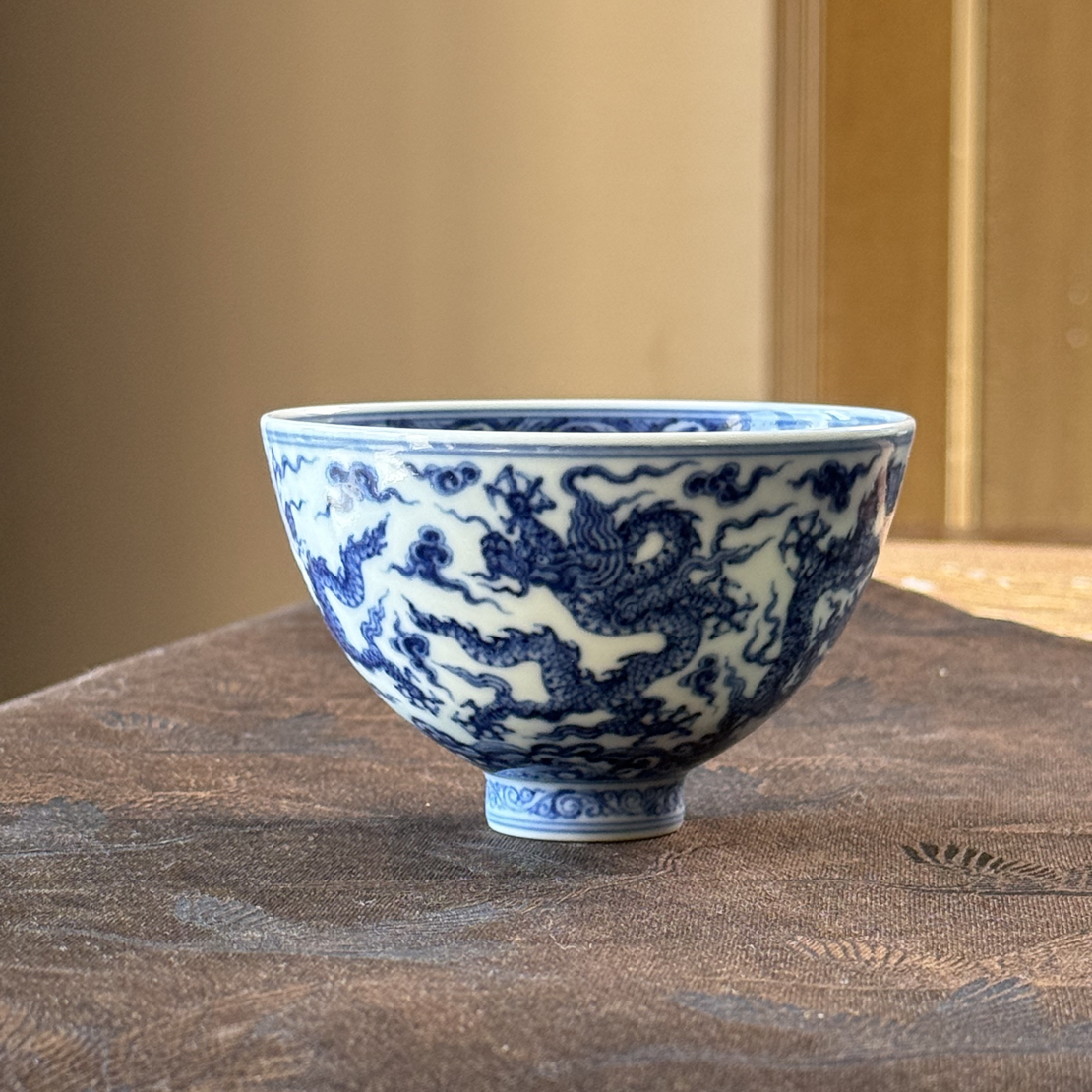 云龙撇口小盏杯陶瓷功夫茶家用品茗杯