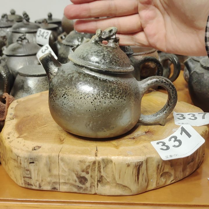 坭兴陶纯柴烧全手工茶壶，微瑕后塌