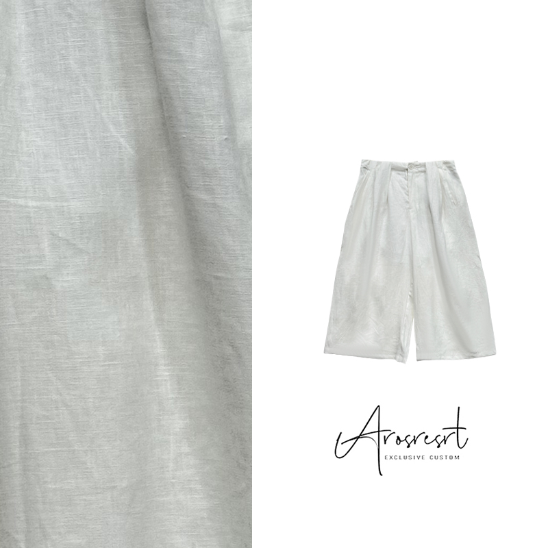 【白麻裤】2025夏季新款国潮新中式国风双层提花短裤