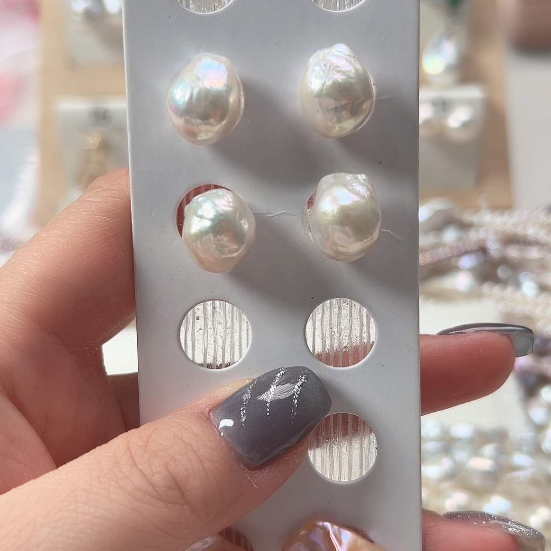 耳饰银S925镶嵌淡水珍珠