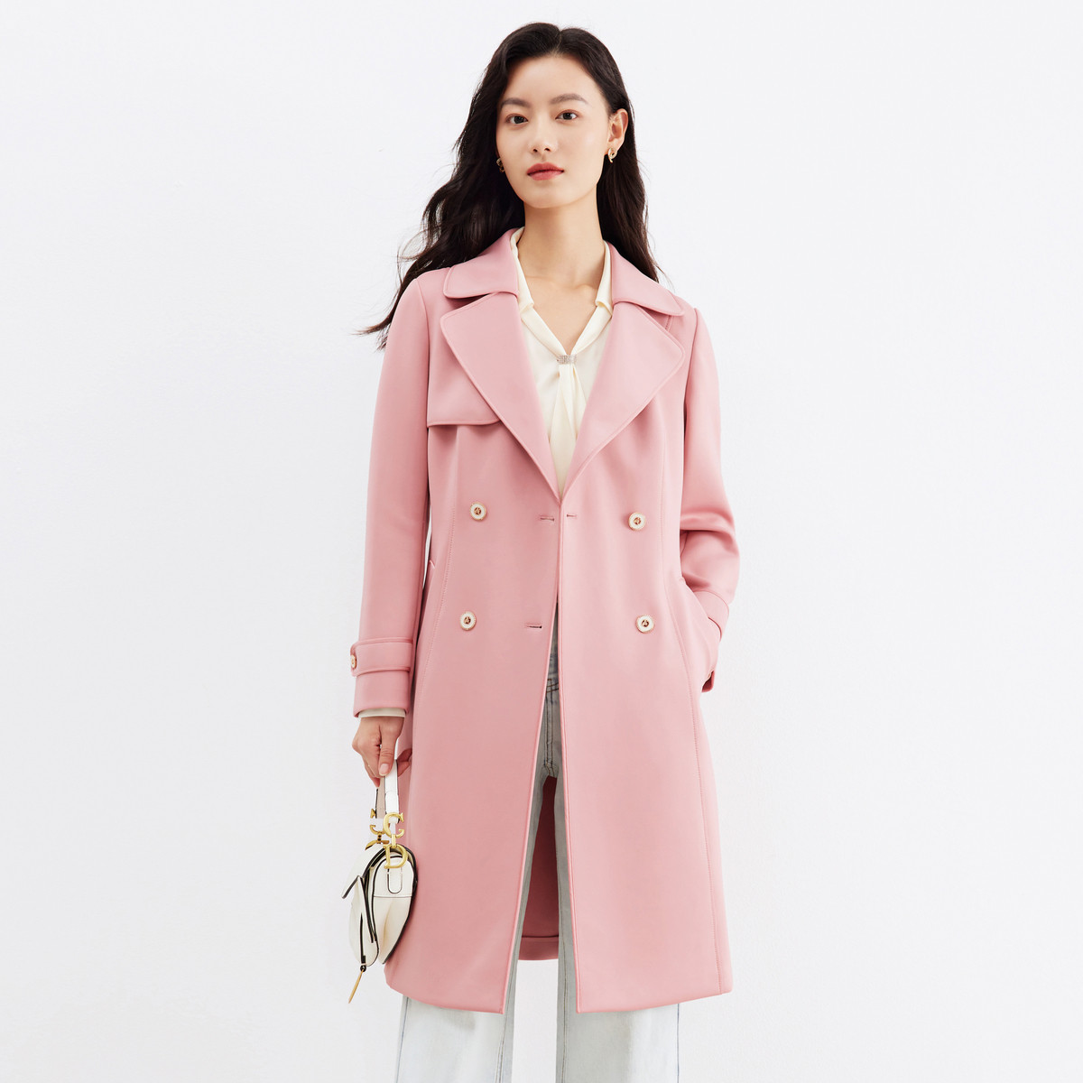 【婷婷专属】春季纯色轻奢优雅双排扣时尚洋气防风风衣休闲外套女
