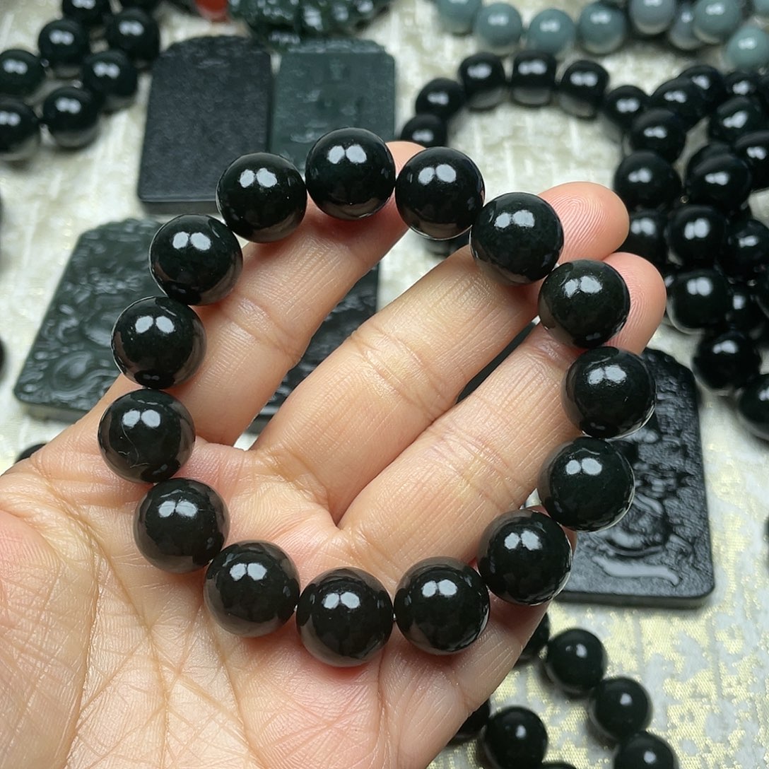 银***锤和田玉未镶嵌手链14圆