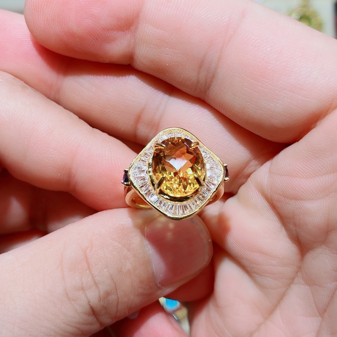 银S925镶嵌戒指水晶