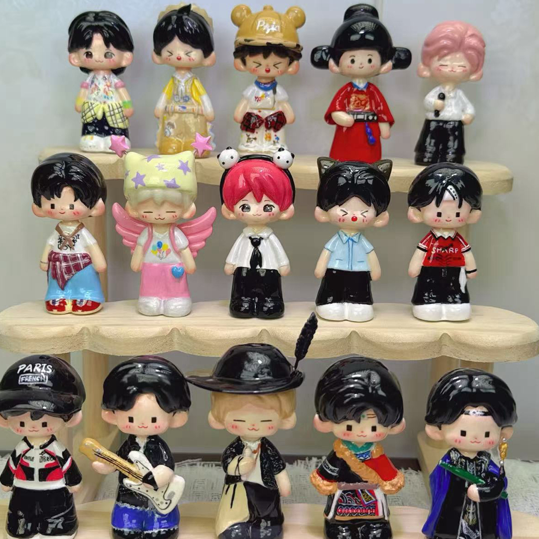 照片定制手办纯手工石塑粘土小豆丁摆件娃娃人偶