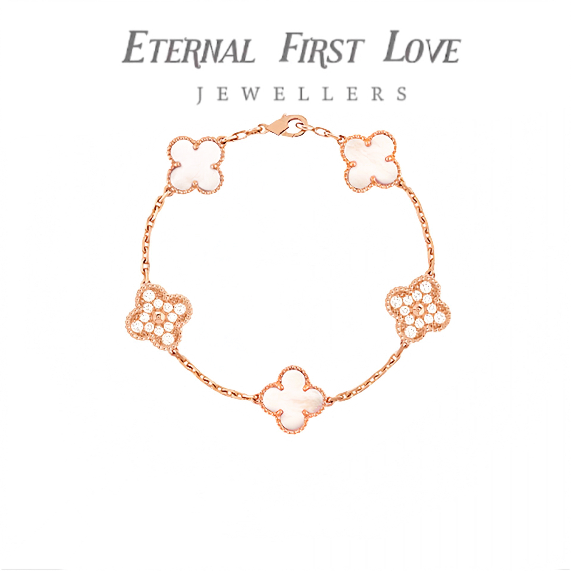 ETERNAL FIRST LOVE/高版本CNC精雕V金粉贝间钻五花手链