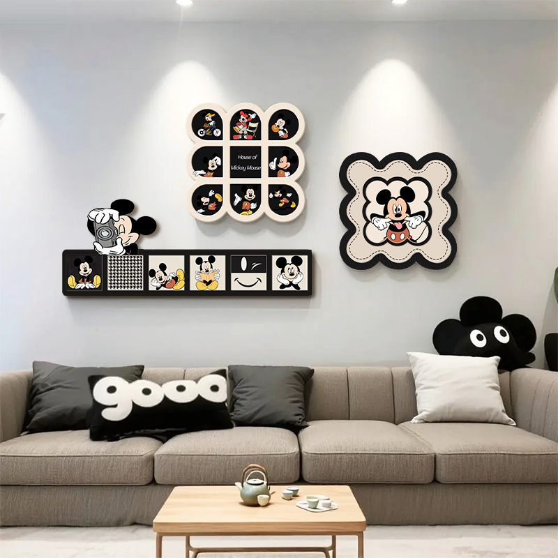 时尚轻奢米奇装饰画餐厅客厅卡通动漫沙发背景墙组合挂画