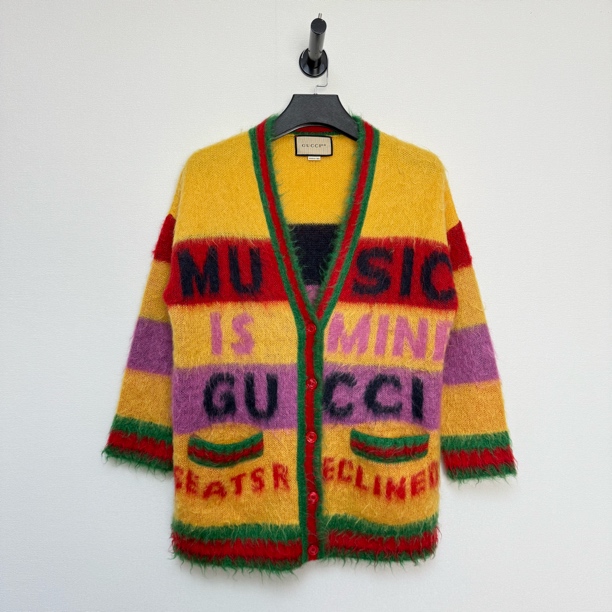 未使用 GUCCI/古驰 彩虹字母logo马海毛开衫/M码带吊牌
