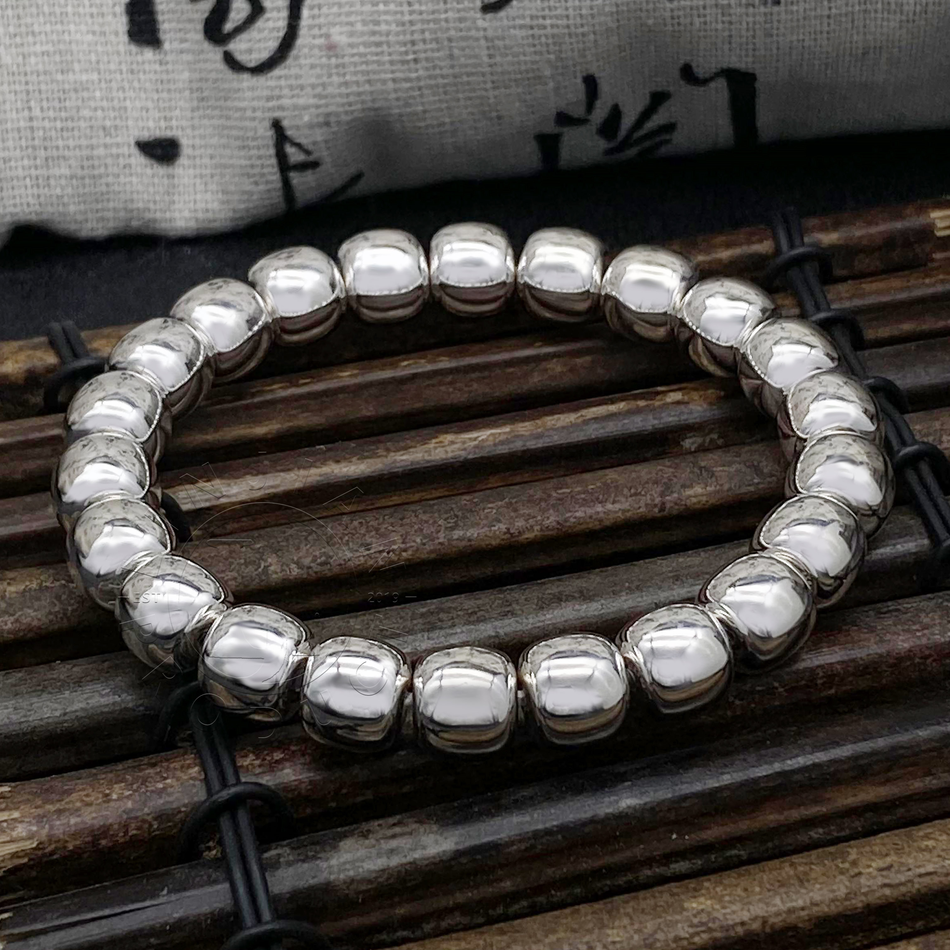 925银银制品 老型珠手串光面小众配珠手链diy男女串文玩配饰实心