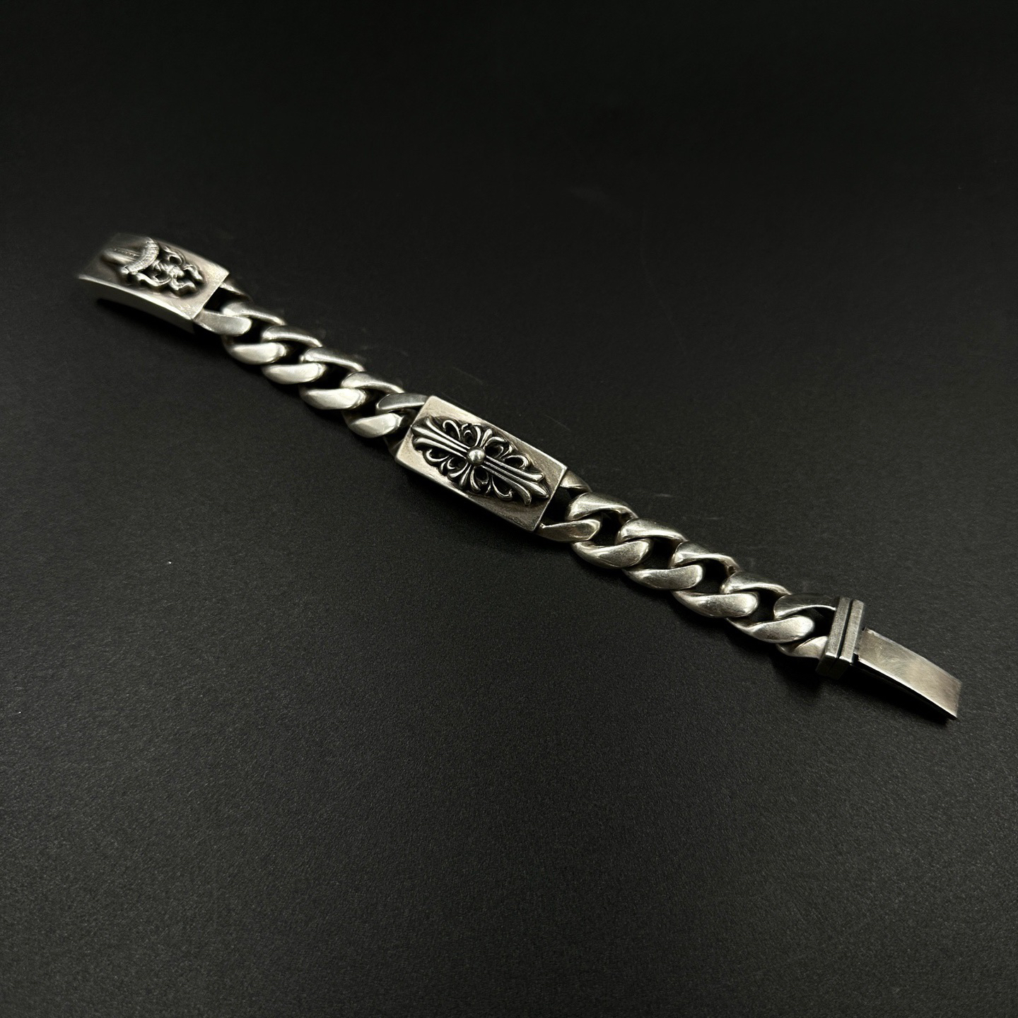 95新 Chrome Hearts/克罗心 ec 双ID手链 21cm