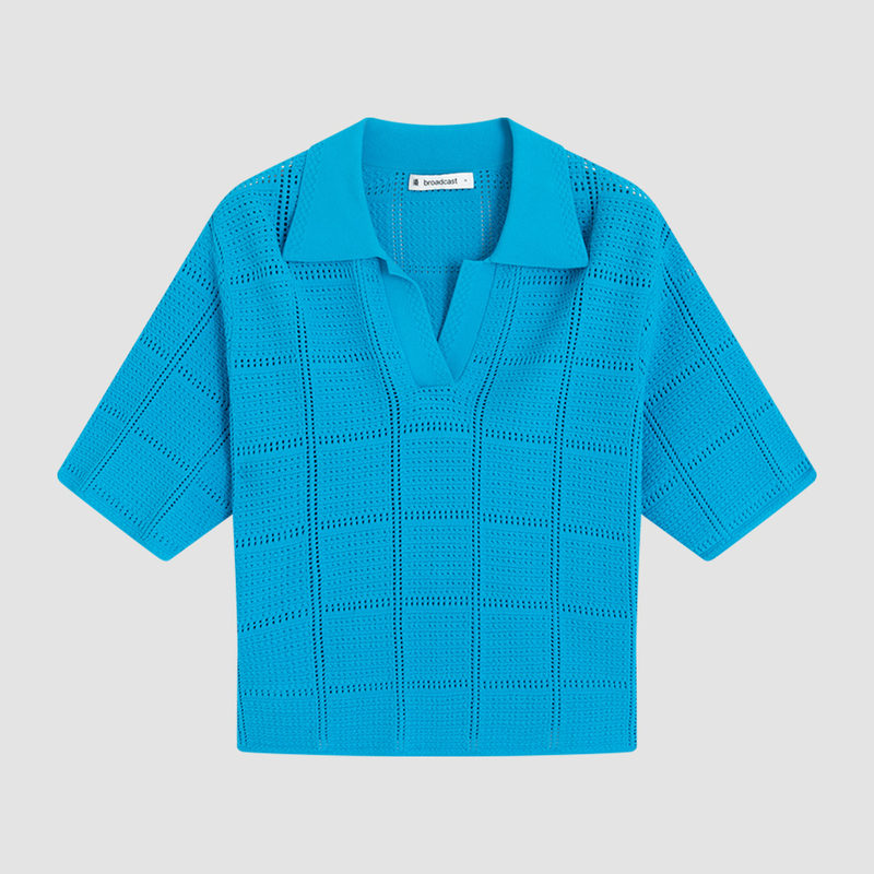 【陈大可专属】播春夏气质Polo镂空毛针织衫BDQ2SD1508