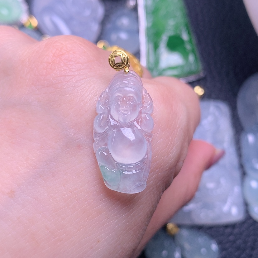 【闪购商品】翡翠18K金镶嵌颈饰金**1天然缅甸翡翠