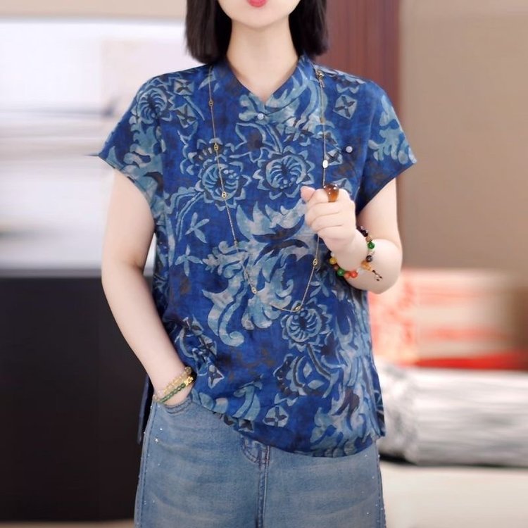 新中式时尚潮流气质清凉感上衣2025夏季新品中国风遮肚子显瘦小衫