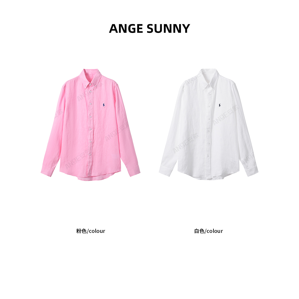 ANGE SUNNY【小马亚麻衬衫】夏季宽松 简约时尚百搭小马刺绣衬衫女