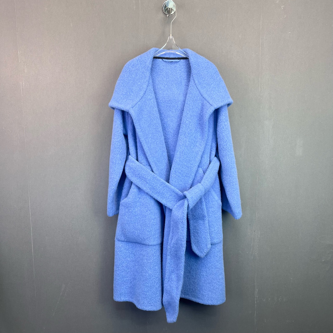 全新未使用 BURBERRY/博柏利 40码/蓝色羊毛腰带大衣/11674620