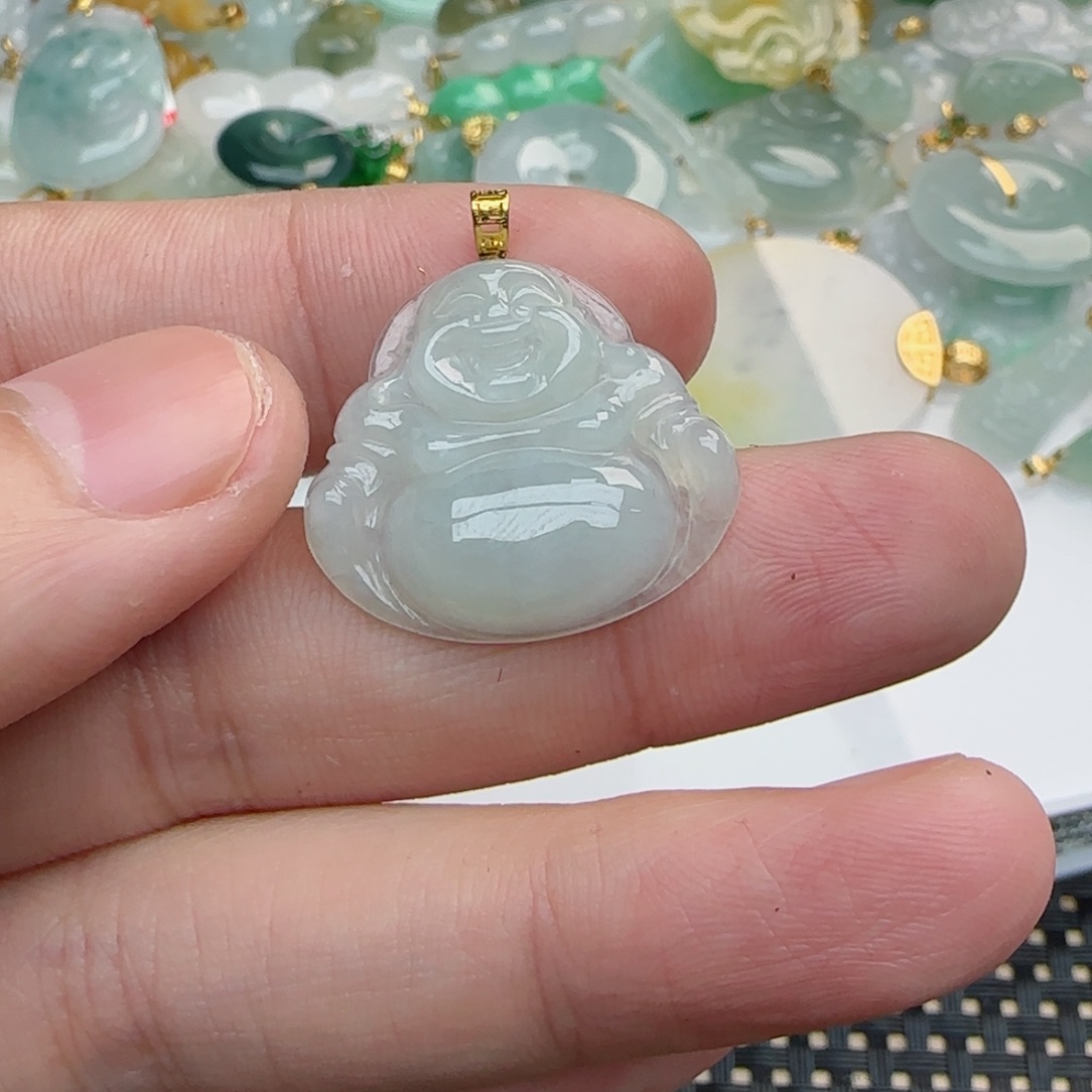 【闪购商品】翡翠颈饰18K金镶嵌小佛