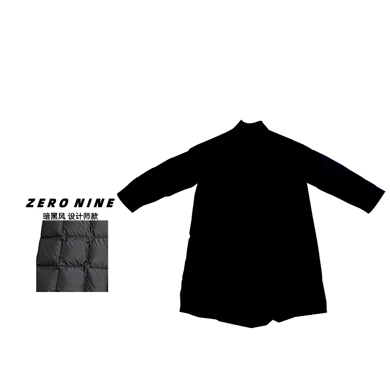 Dan Dan 高领拼接立领中长款羽绒服女 秋冬新款加厚保暖羽绒外套